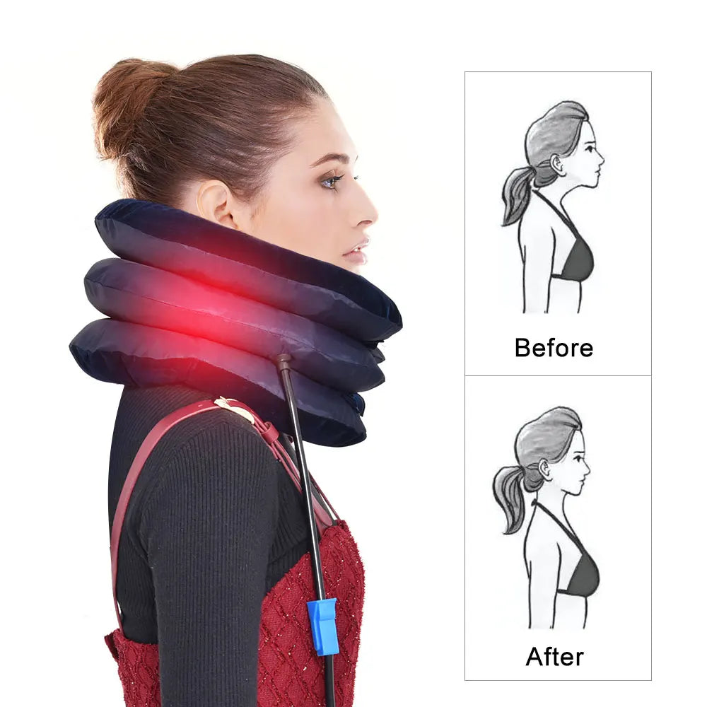 QIUGUO Inflatable Air Neck Traction Cervical Collar Device - Ultimate Pain Relief & Support Pillow