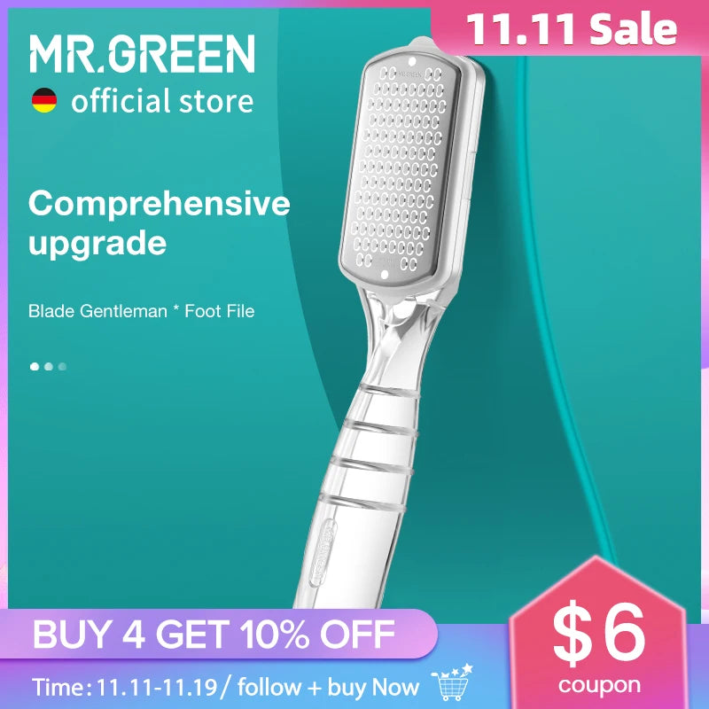 MR.GREEN Professional Stainless Steel Foot File Callus Remover Scraper for Smooth Heels