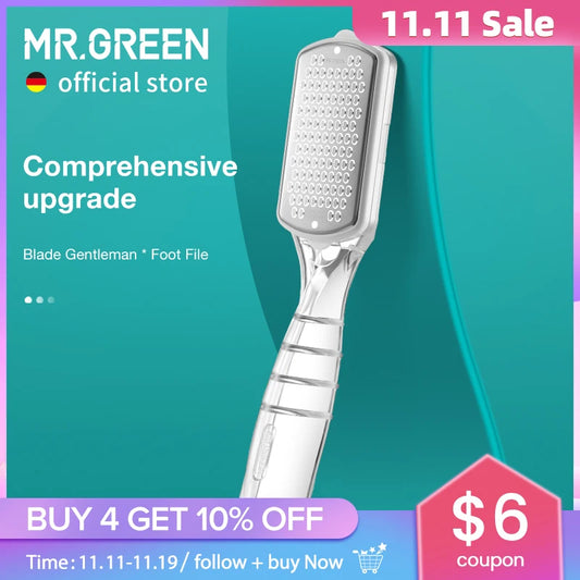 MR.GREEN Professional Stainless Steel Foot File Callus Remover Scraper for Smooth Heels