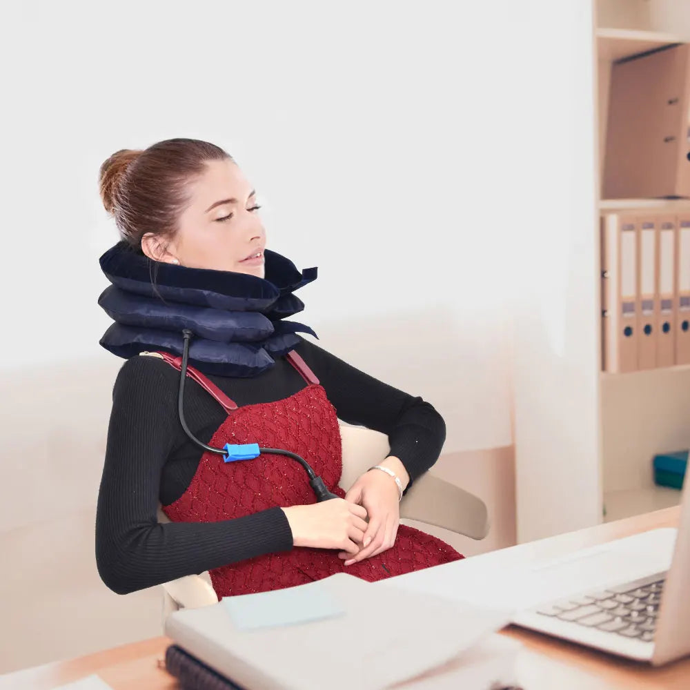 QIUGUO Inflatable Air Neck Traction Cervical Collar Device - Ultimate Pain Relief & Support Pillow